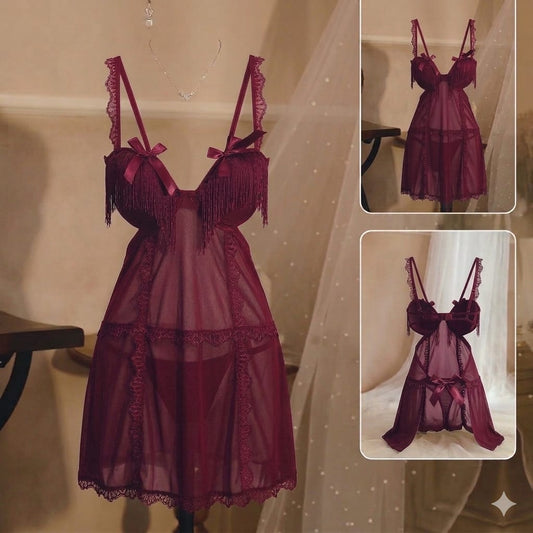 Scarlet Lace Asymmetrical Babydoll