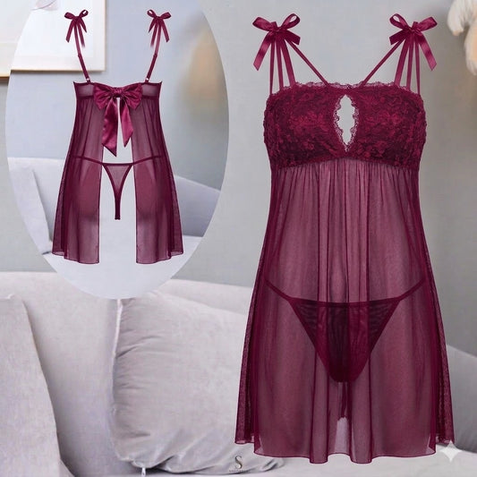Open-Lace & Mesh Babydoll Set