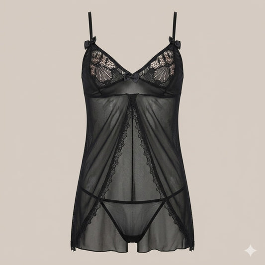 Lace Trim Split-Front Babydoll