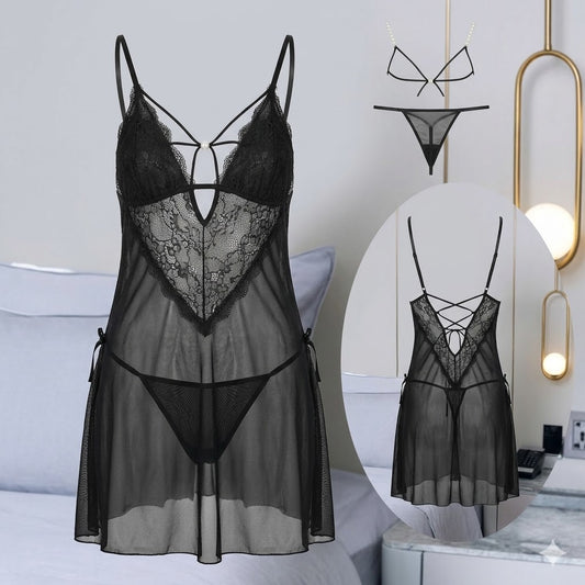 Midnight Lace Babydoll & G-String Set